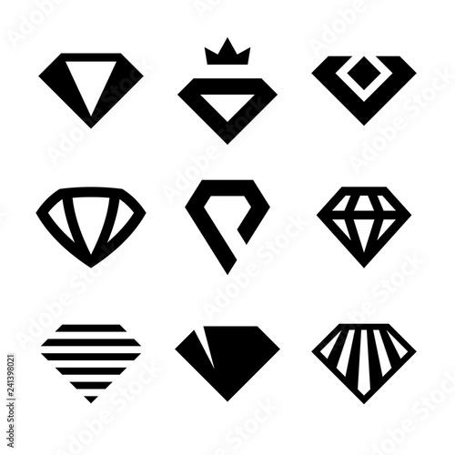 Vector diamonds, brilliants, gems, stones. Jewelry icon and logo design graphics