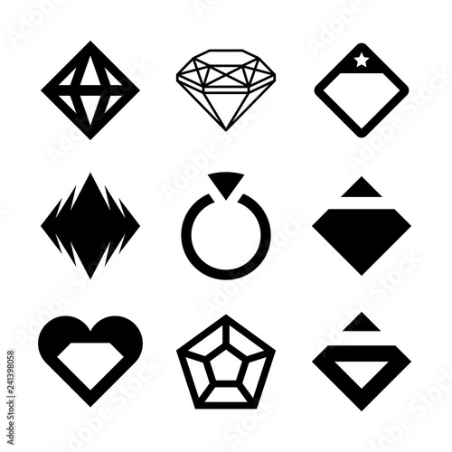 Vector diamonds, brilliants, gems, stones. Jewelry icon and logo design graphics