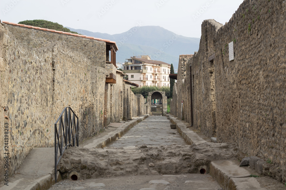 Old ancient city village town stone rocks street of Pompei