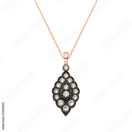 Ottoman style diamond necklace; rose gold plated; authentic