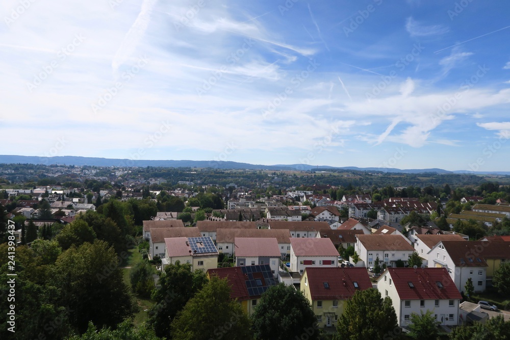 Fototapeta premium Blick vom Wasserturm über die Stadt Backnang