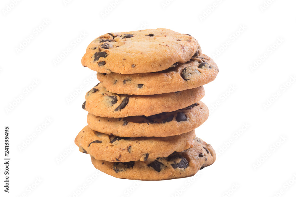 A pyramid of chocolate cookies, a close-up at the white background. Homemade pastry. A pyramid of chocolate cookies, a close-up at the white background. Homemade pastry.