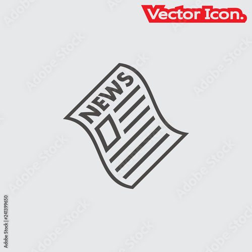 Newspaper icon isolated sign symbol and flat style for app, web and digital design. Vector illustration.