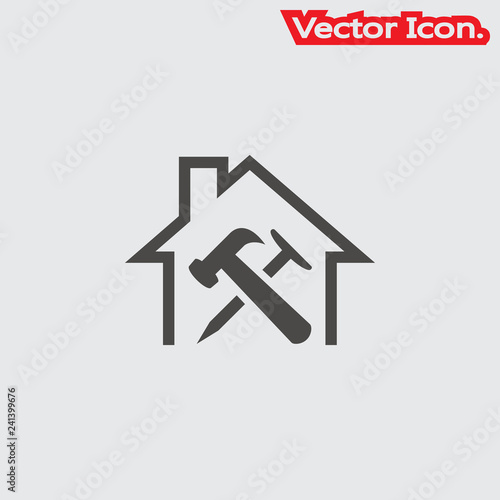 Repair Building icon isolated sign symbol and flat style for app, web and digital design. Vector illustration.