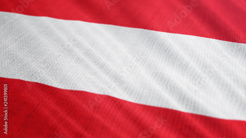 Austria flag is waving 3D illustration. Symbol of Austrian national on fabric cloth 3D rendering in full perspective.