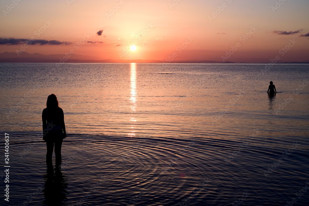 Women bathing in the sea.