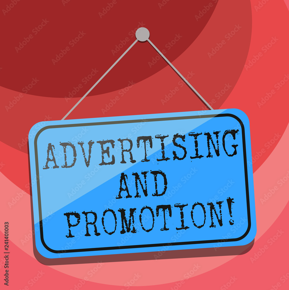 Text sign showing Advertising And Promotion. Conceptual photo Actions to stimulate customers to buy right now Blank Hanging Color Door Window Signage with Reflection String and Tack Text sign showing Advertising And Promotion. Conceptual photo Actions to stimulate customers to buy right now Blank Hanging Color Door Window Signage with Reflection String and Tack