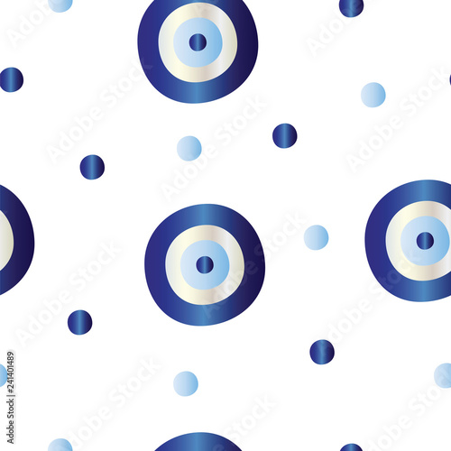 seamless pattern with blue evil eye vector on white background