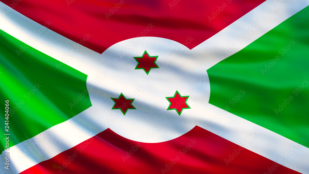 Burundi flag. Waving flag of Burundi 3d illustration Burundi flag. Waving flag of Burundi 3d illustration
