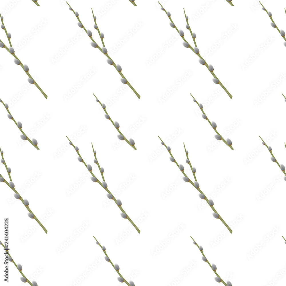 Fototapeta premium Seamless wallpaper, willow twigs with pussy-willow