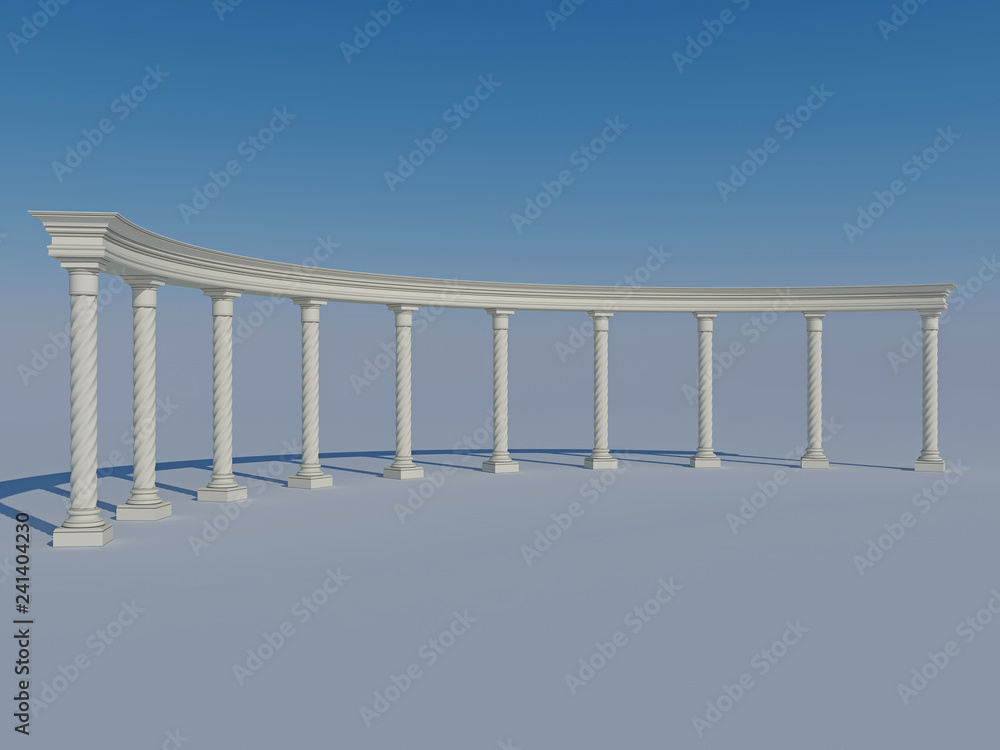 Obraz premium Colonnade in the classic style. Isolated on White