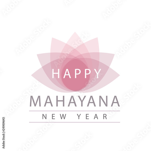 Mahayana- One of the branches of Buddhism- Buddhist New year wishes with pink sacred lotus