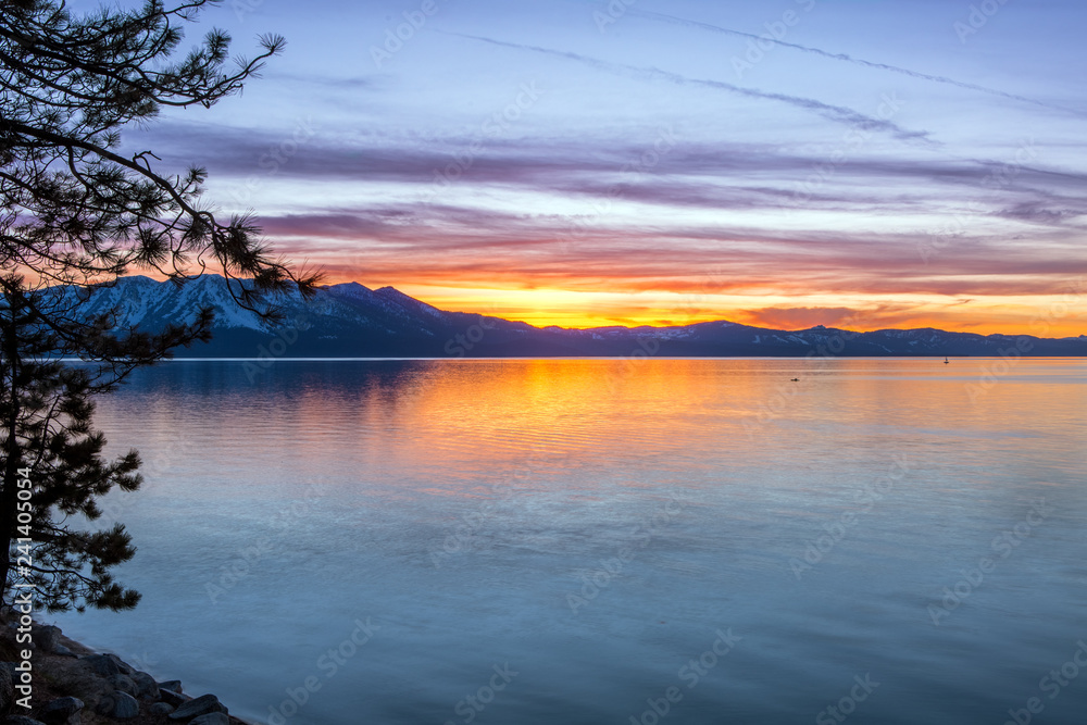 Sunset at Lake Tahoe in California