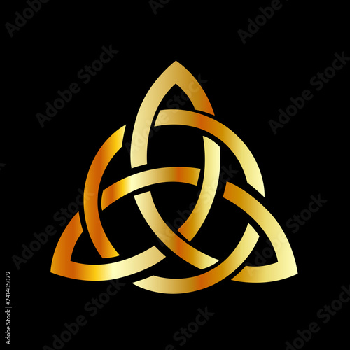 Golden triquetra celtic cross-3 point Celtic Trinity knot 