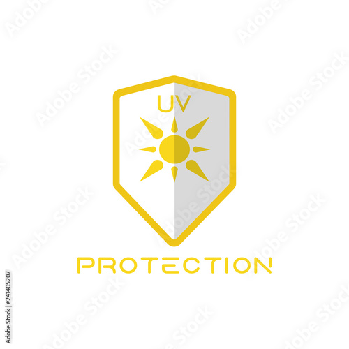 UV radiation icon, with sun logo and shield symbol.