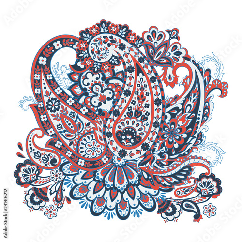Colorful Paisley Damask ornament. Isolated Vector illustration