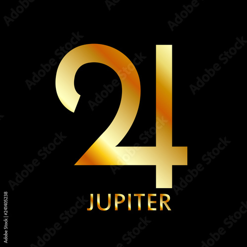Zodiac and astrology symbol of the planet Jupiter in gold colors- astronomical icon