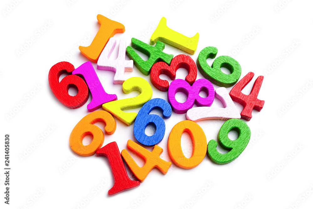 Fototapeta premium Math Number colorful on white background : Education study mathematics learning teach concept.