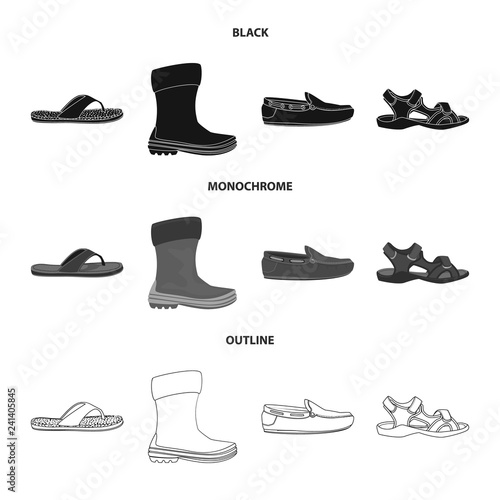 Isolated object of shoe and footwear sign. Set of shoe and foot stock vector illustration.