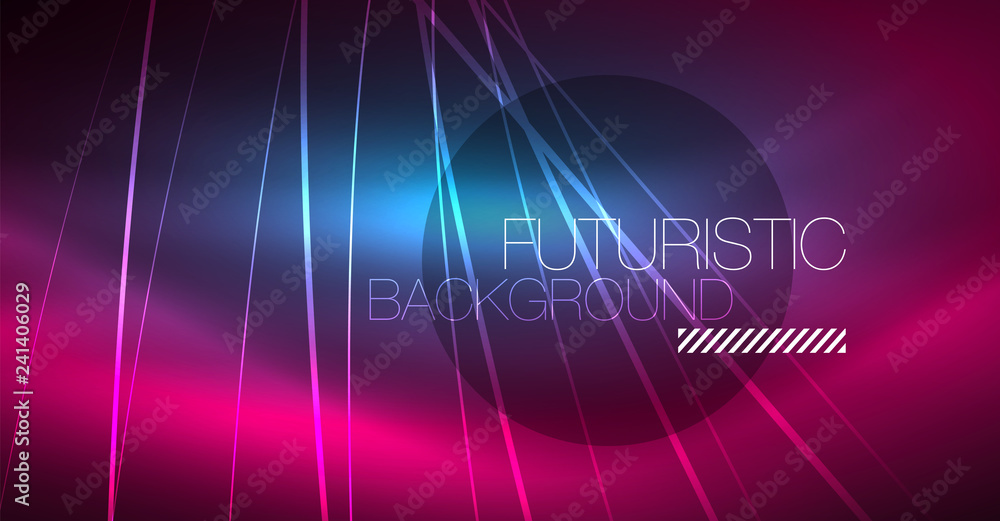 Naklejka premium Digital technology abstract background - neon geometric design. Abstract glowing lines. Colorful techno background. Futuristic shape.