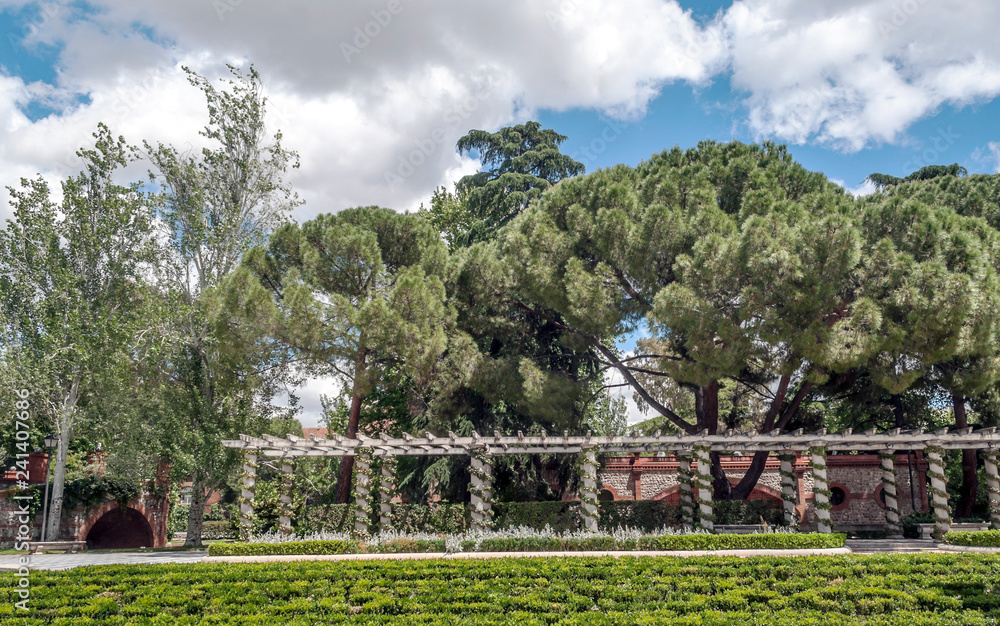 Garden of the Retiro Park in Madrid in spring