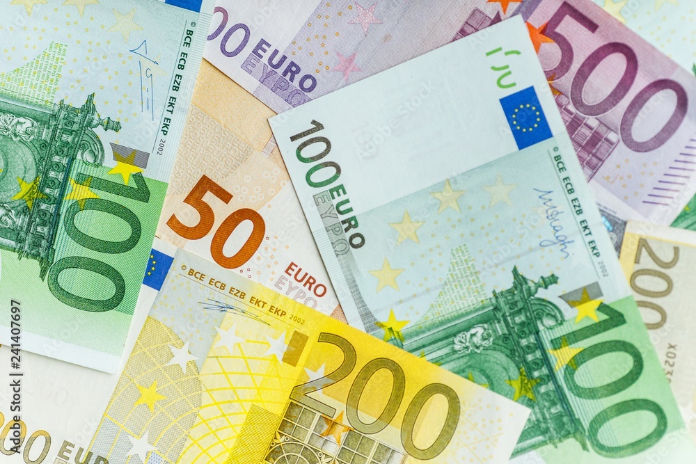 Euro cash background. Different euro banknotes. Euro cash background. Different euro banknotes.
