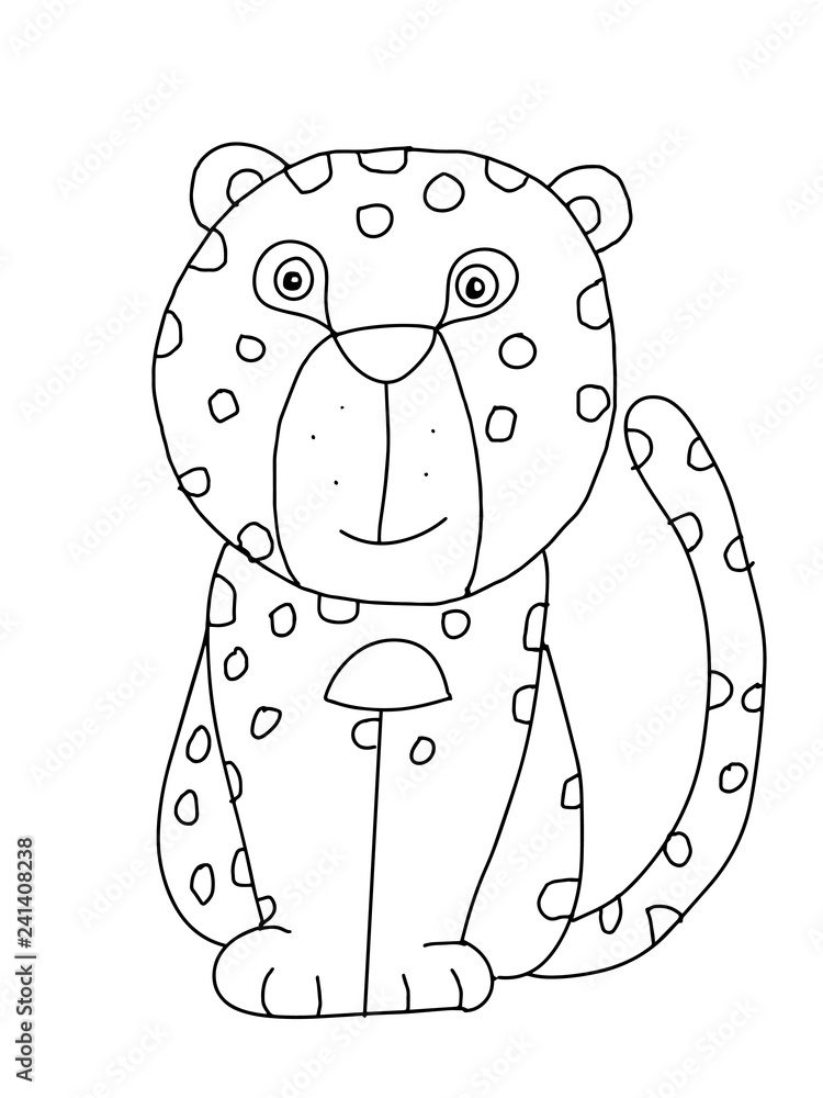 cute animal cheetah cartoon illustration coloring drawing line Stock  Illustration | Adobe Stock