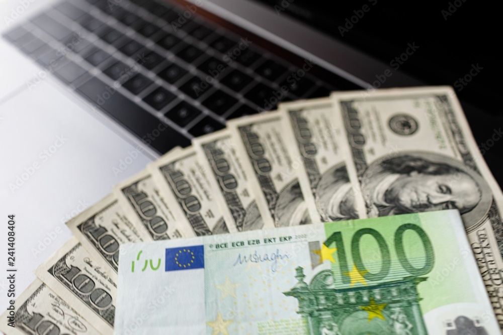 Background with american dollar and euro bills. Background with american dollar and euro bills.