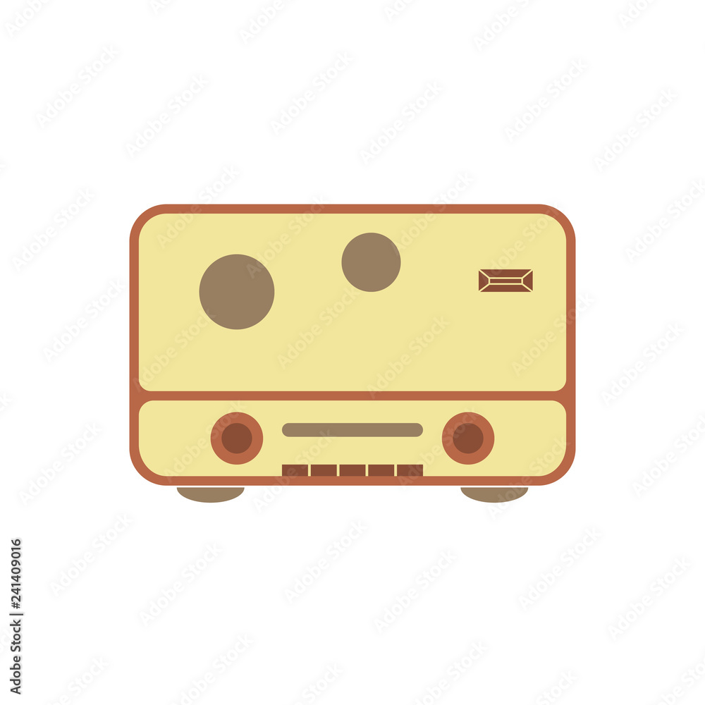 Retro radio flat icon vector design illustration