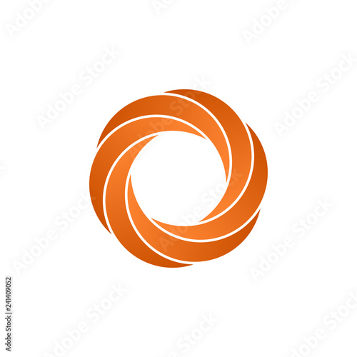 Abstract infinite loop logo, orange circle icon