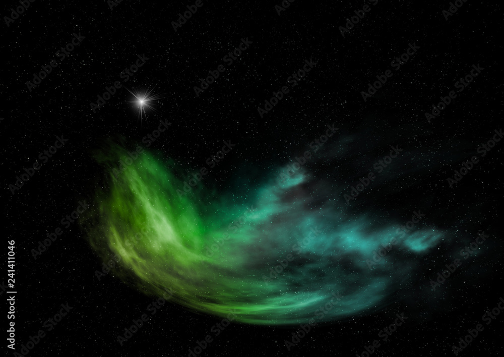 Far being shone nebula and star field. 3D rendering Far being shone nebula and star field. 3D rendering