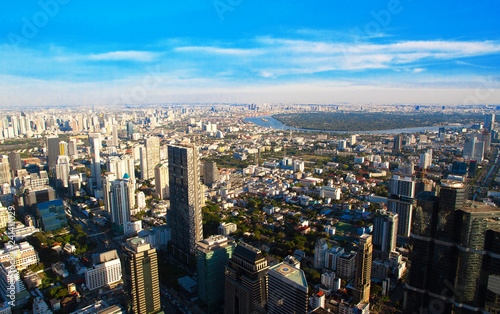 Cityscape Bangkok metropolis city skylight top view panorama landscape in Thailand Asia 