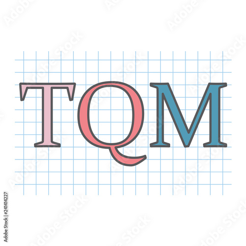 TQM (Total Quality Management) acronym on checkered paper sheet- vector illustration