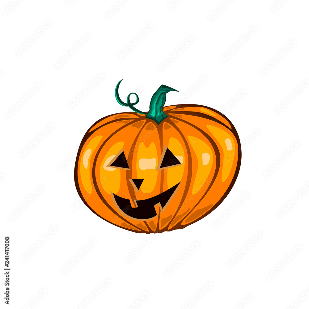 Vector illustration of cartoon halloween pumpkin with happy face. Isolated on white backgroound. Vector illustration of cartoon halloween pumpkin with happy face. Isolated on white backgroound.