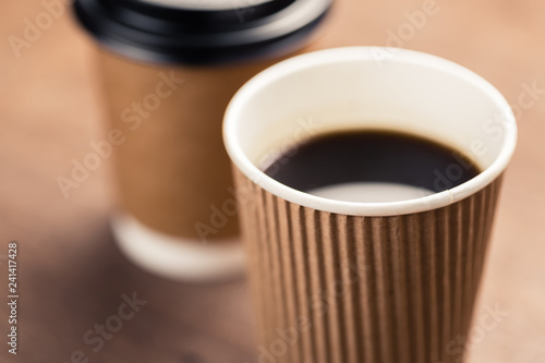 Black Coffee in Paper Cups