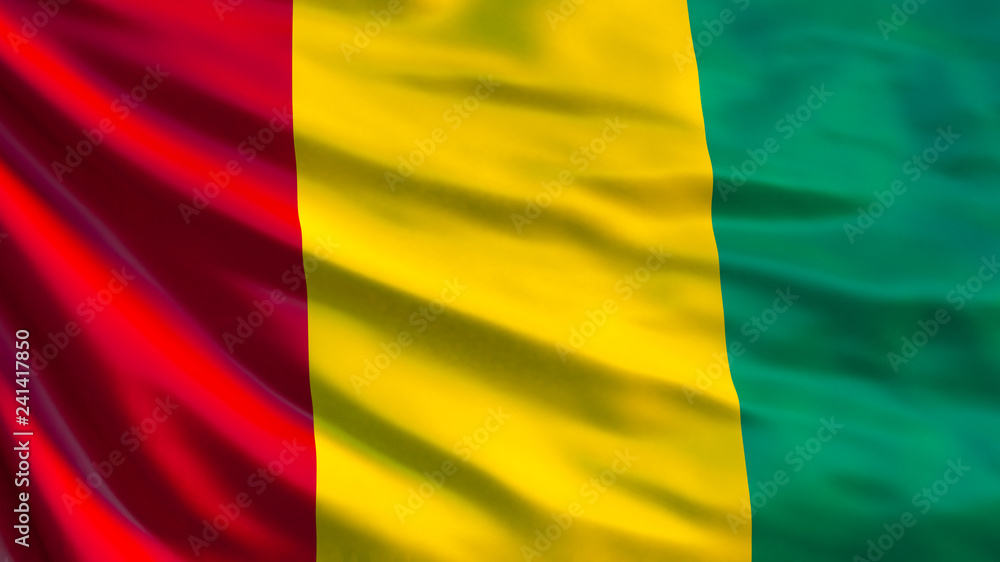 Guinea flag. Waving flag of Guinea 3d illustration Guinea flag. Waving flag of Guinea 3d illustration