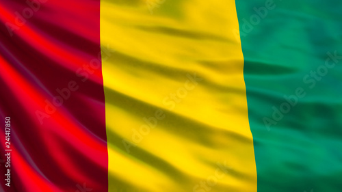 Guinea flag. Waving flag of Guinea 3d illustration