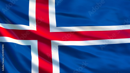 Iceland flag. Waving flag of Iceland 3d illustration