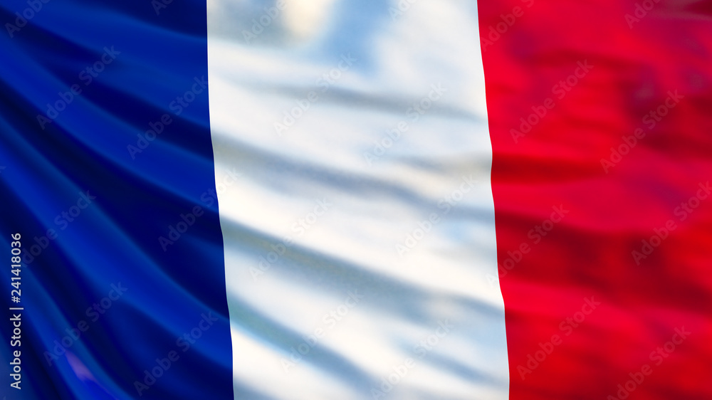 France flag. Waving flag of France 3d illustration