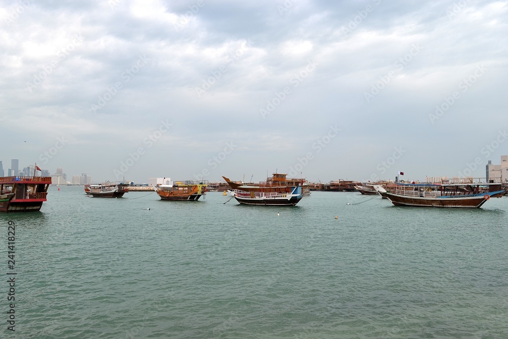 Traditional Arab boats in the Harbor