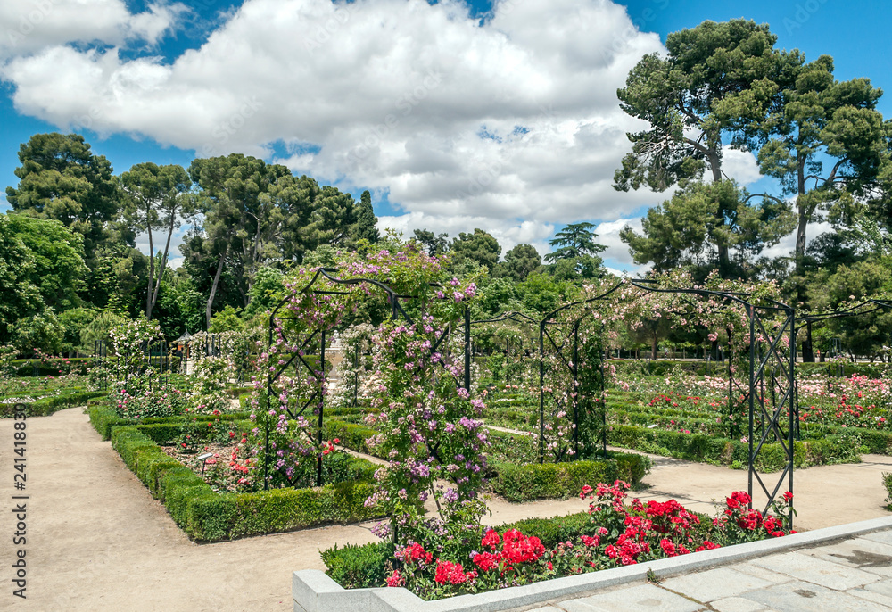 Garden of the Retiro Park in Madrid in spring