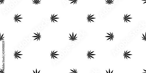 Cannabis seamless pattern. Marijuana floral pattern. Flat leaf of weed cannabis, monochrome black and whit. Marijuana design element seamless for fabric vector illustration. © svitlananiko