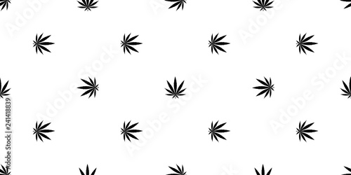 Cannabis seamless pattern. Marijuana floral pattern. Flat leaf of weed cannabis, monochrome black and whit. Marijuana design element seamless for fabric vector illustration.