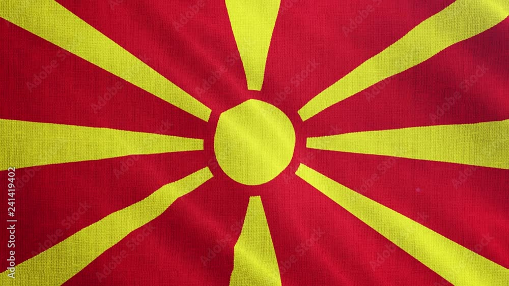 Macedonia flag is waving 3D illustration. Symbol of Macedonian national on fabric cloth 3D rendering in full perspective. Macedonia flag is waving 3D illustration. Symbol of Macedonian national on fabric cloth 3D rendering in full perspective.
