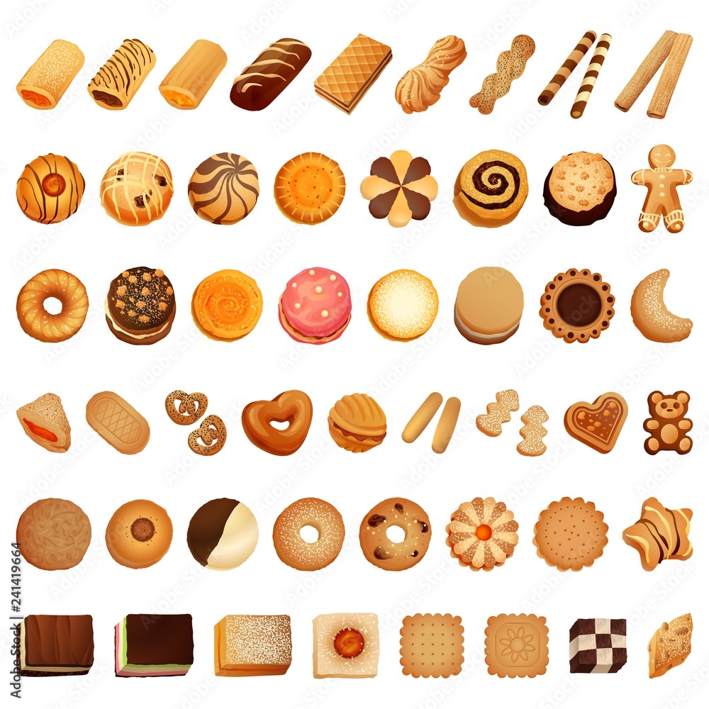 Biscuit icon set. Cartoon set of biscuit vector icons for web design Biscuit icon set. Cartoon set of biscuit vector icons for web design