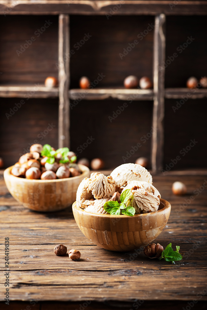 ice cream with hazelnut ice cream with hazelnut
