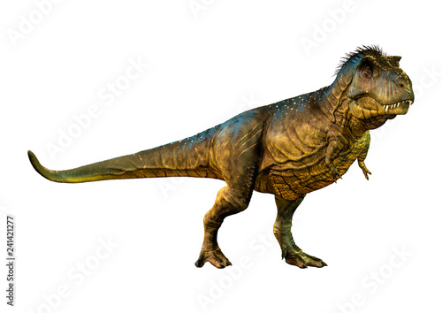 3D Rendering Tyrannosaurus Rex on White