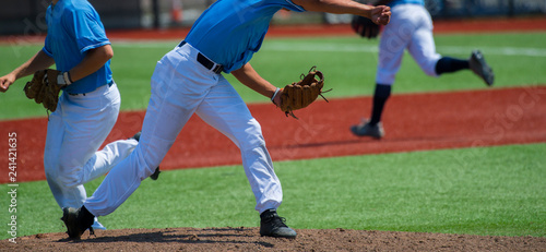 Photography Baseball players in action on the stadium