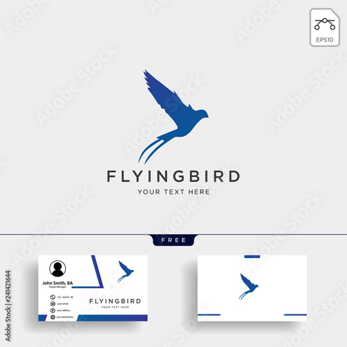 flying bird swallow logo template with business card