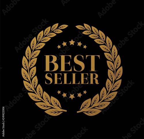 Best Seller Gold sign with laurel vector